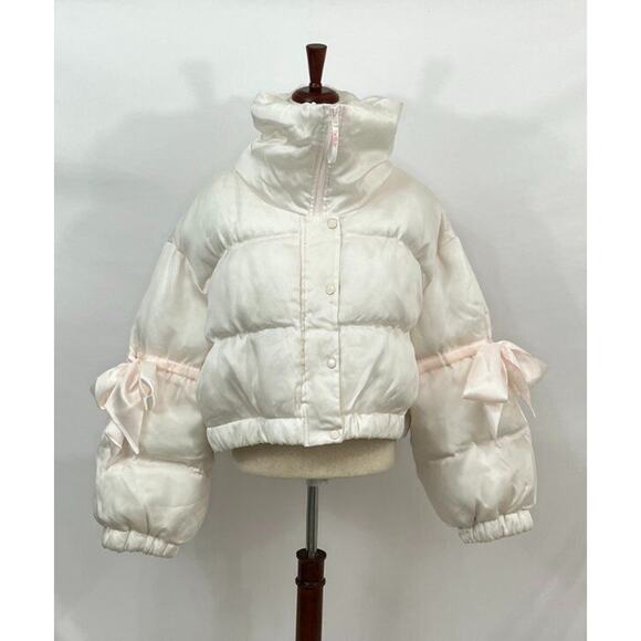 SELKIE Sz 2x Silk Strawberry Milk Marshmallow Puffer Coat Jacket NWT - Picture 2 of 14